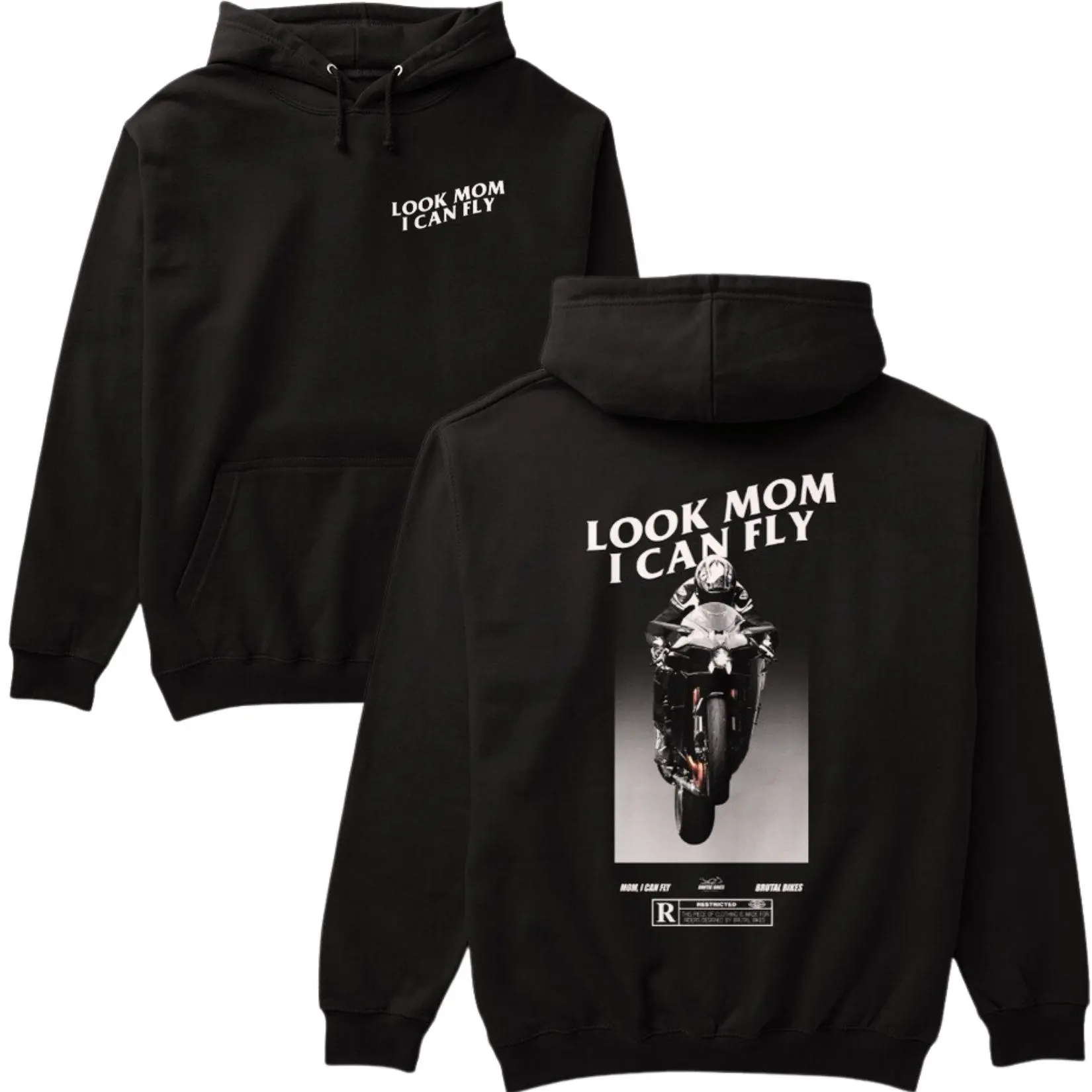 ✨ [Sale Up To 50%]🏍️"Look Mom I Can Fly" Hoodie – Motorcycle Graphic Streetwear Pullover, Bold Statement Biker Hoodie for Men & Women, Unisex Cotton Moto Style Sweatshirt, Trendy Casual Fashion Gift for Him & Her, Viral Biker Aesthetic Hoodie