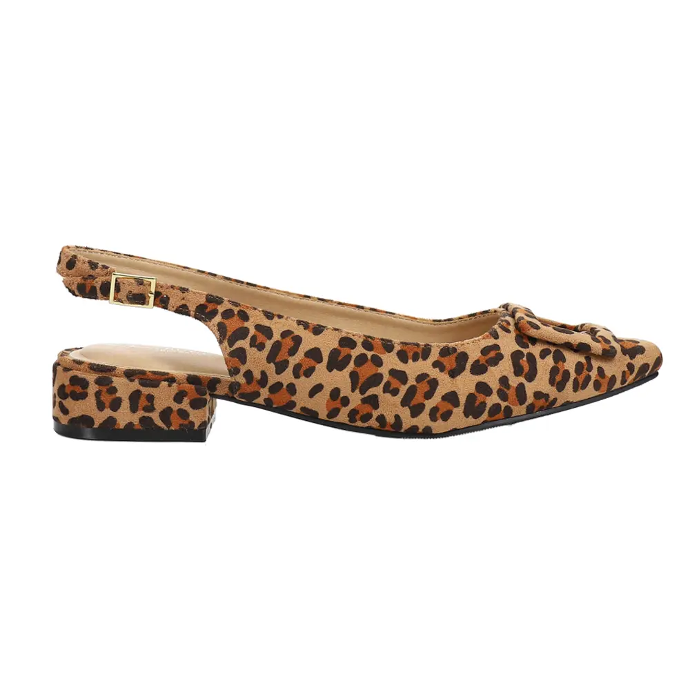 CL by Laundry Womens Sweetie Leopard Slingback Flats Casual - Beige, Brown