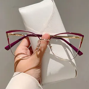 Women's New Cat Eye Glasses - 1pc, Red, PC (Polycarbonate) Lens, Metal Frame, Full Rim, Metal Hinge, Elegant Fashionable Eyewear for Daily Wear, Party Use
