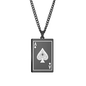 Cool Men Spade Poker Card Necklace Stainless Steel Pendant Necklaces Cool Men Spade Poker Card Necklace Stainless Steel Pendant Necklaces