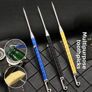 Portable Fruit Skewers, Manual Adjustable Camping Food Picks, Amazing Anti-Cavity Stainless Steel Multi-Purpose Toothpicks