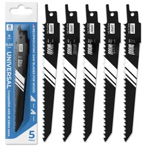 EoWerk - Reciprocating   for  - 5 count - High Carbon Steel (HCS) Sabre Sawblades for  & Plastic  - Superior Strength, Wear Resistance & Durability - 6 TPI ( per Inch)
