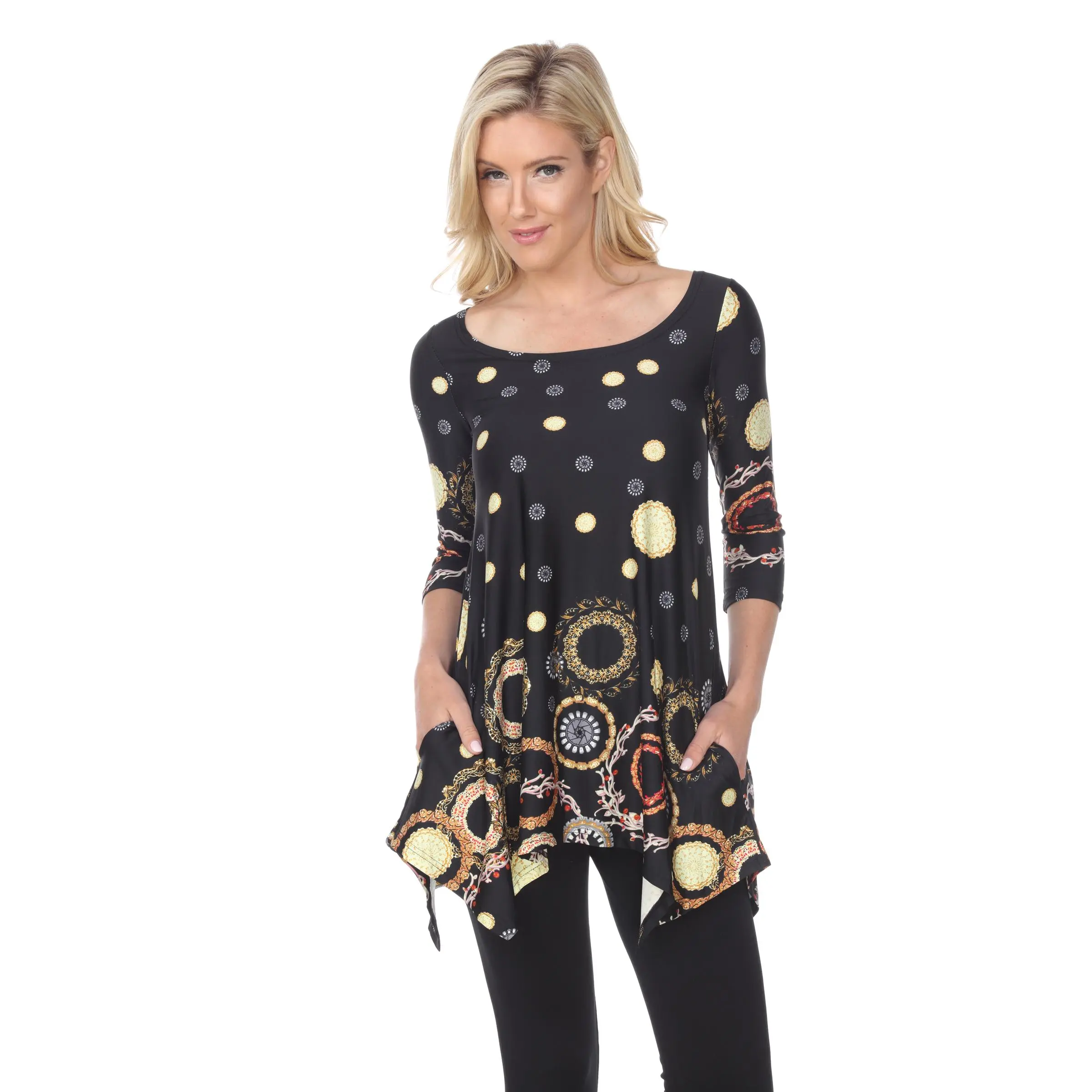 White Mark Women's Erie Tunic Top with Pockets Extended Sizes