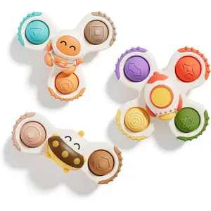 3PCS Pop Suction Cup Spinner Sensory Airplane Travel Toys for 1 2 Year Old Boy Girl Birthday Gift |   Novelty Spinning Tops Easter Basket Stuffers for Toddlers Infant |   Baby Bath Toy Kids Ages 1-3