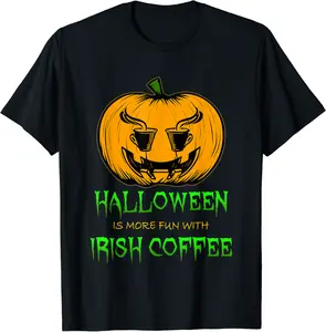 Irish Coffee Mug Halloween Pumpkin Jack O Lantern Caffeine T-Shirt - Briannawo Shop 83B09F8R53MG