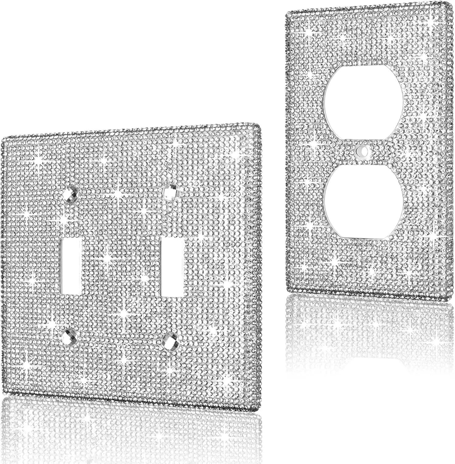 2 count Shiny Rhinestones Wall Plate Cover Bling Light  Cover Outlet Covers Sparkly  Wall Plate Cover Light  Cover Decorative Decorative Glitter Outlet Covers