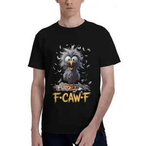 Cartoon Humor T-Shirt F caw F Graphic Design Unisex Cotton T-Shirt Adult Black Classic Fit Advanced Digital Printing