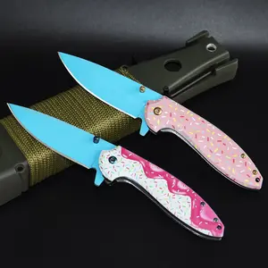 Doughnut aluminum handle folding camping EDC pocket knife foldable portable folding knife hunting knife