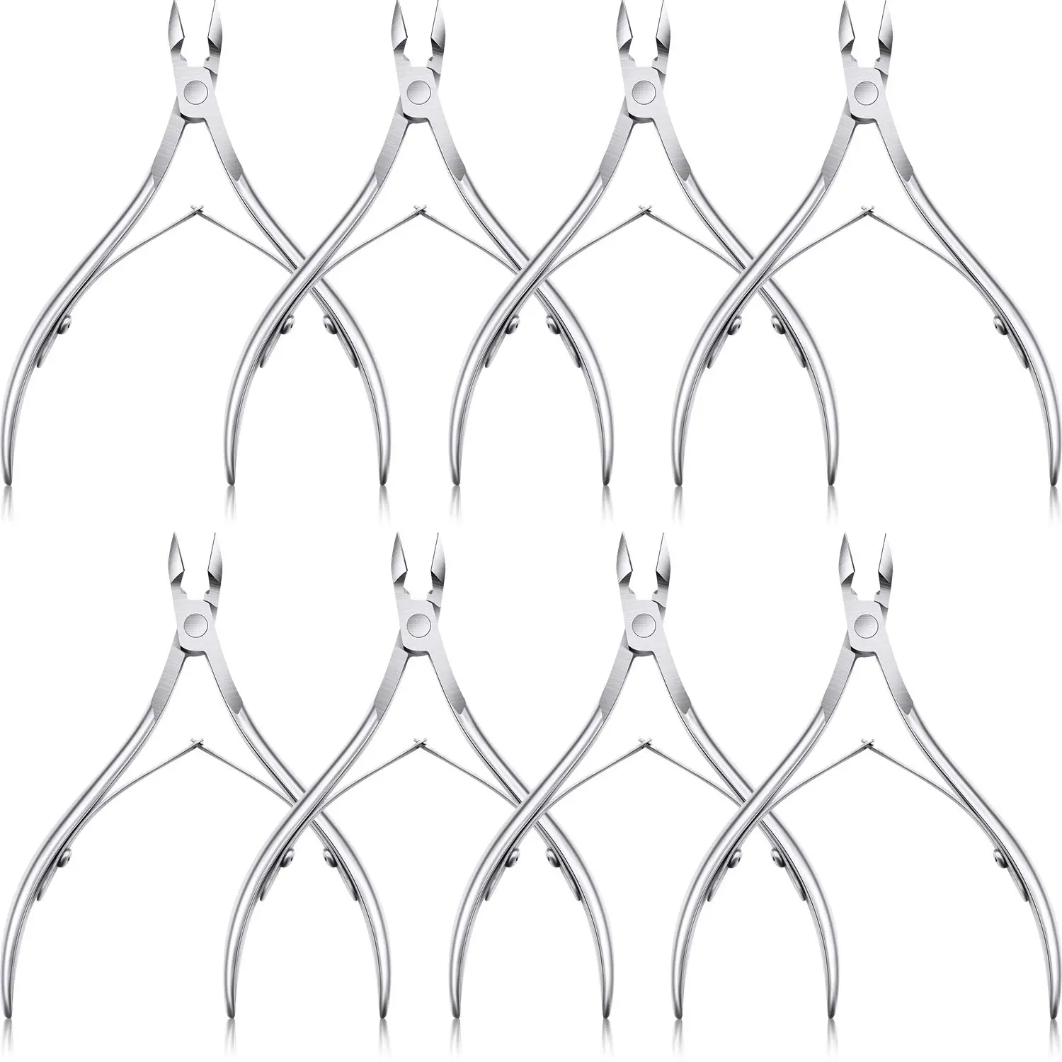 8 Pcs Stainless Steel Cuticle Trimmers with Handle - Pointed Blade Dead Skin Remover, Gentle Nail Clippers & Cuticle Nipper, Salon-Quality Manicure Tools for Adults' Fingernails & Toenails (Silver) - Home/Salon Nail Care, Home Improvement Supplies, Unisex