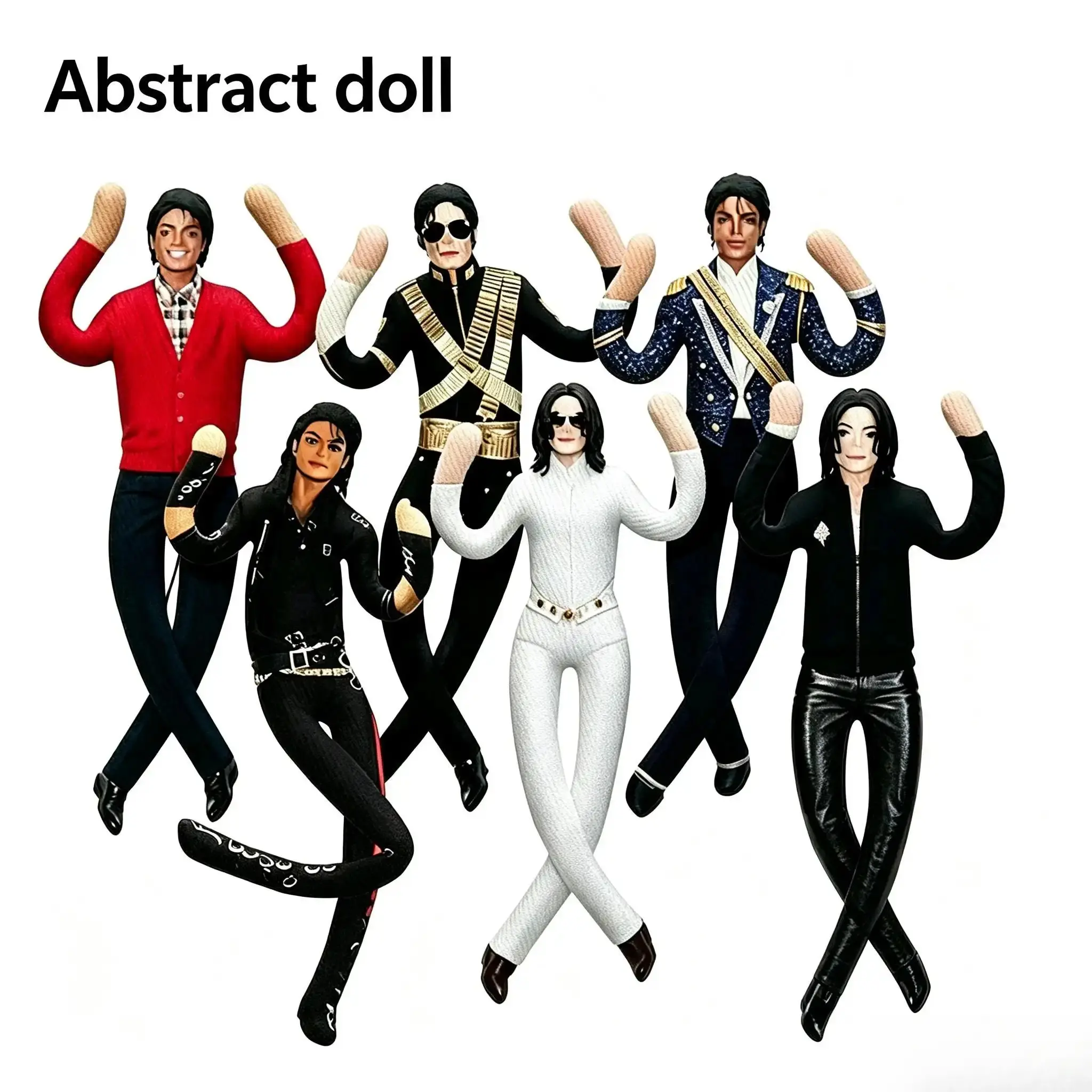 6pack Michael Jackson Inspired Jointed Figure, Funny Desk Decor, Music Lover Gift, Unique Room Decoration, Collectible Character Display