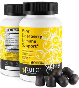 pure formulated Sambucus Elderberry Gummies with Zinc & Vitamin C - Sugar Free Elderberry Gummies & Vitamins for Adults & Kids – Vegan & Non-GMO – 60 Count Healthcare Dietary