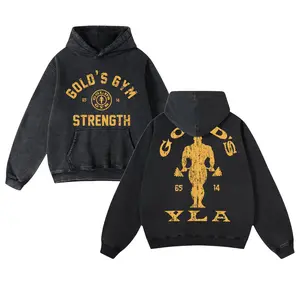 YLA Gold's Gym Washed Hoodie, Workout Tank, Gym Washed Tee, Workout Tee, Men's Sport Outfit, Gym Men's Top, Training Tank, Gym Apparel, Gym Workout Men