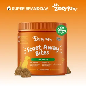 Zesty Paws Scoot Away Bites™ for Dogs Feeding - 90 Soft Chews with VitaFiber & Mineral Oil for Gut Health & Bowel Function Support