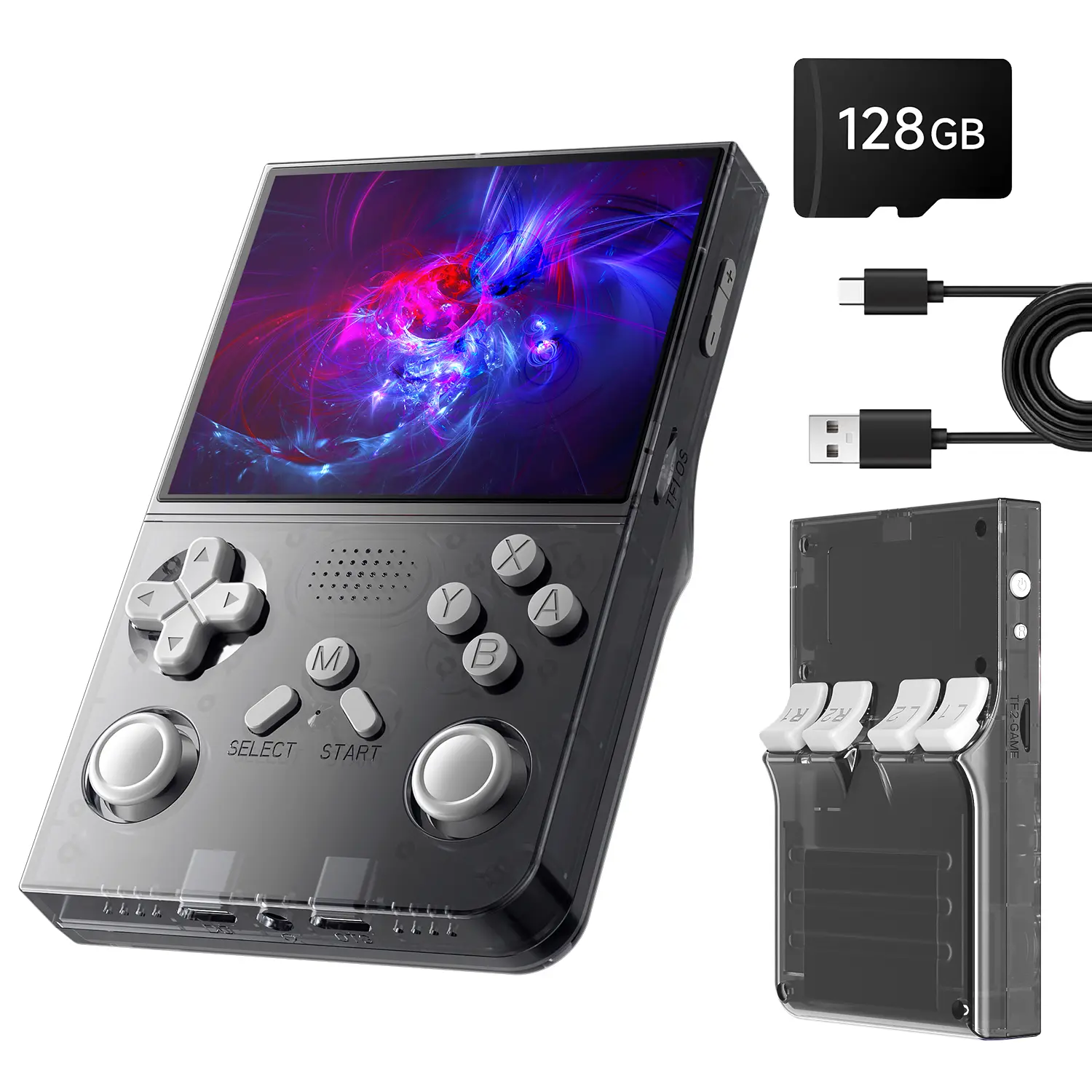R40 Retro Handheld Gaming Console - 3.5" IPS Display, 128G TF Card, 15000+ Games, 3000mAh Battery, Emulator OS, ABS Build, 3DS Support, Portable Gaming System, Ideal for Console Gamers, Holiday Celebration Gift, Black