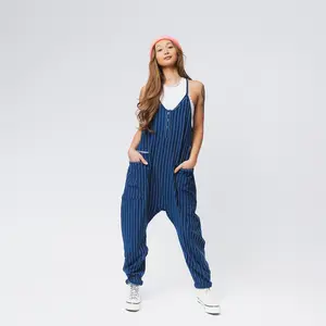 Women's Tank Romper - Blue Pinstripe - Oversized RAGS Tank Romper