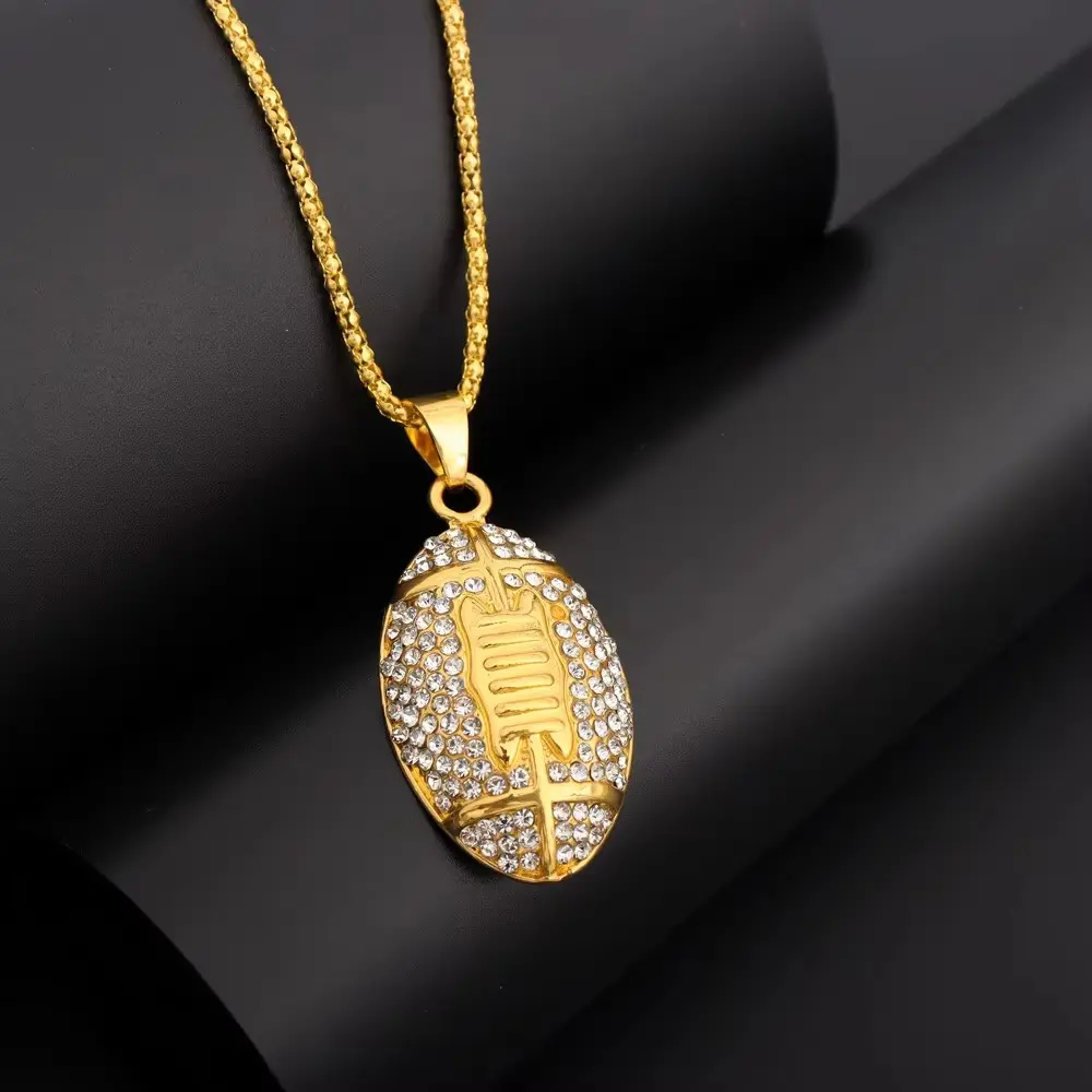 Zinc Alloy Rugby Funny Men Pendant Necklace Hip Hop Style American Football Metal Pendants Jewely Fashion Accessory