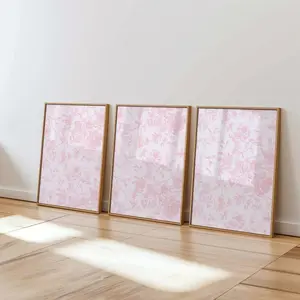 Pink Vintage Floral Print Set 3 poster