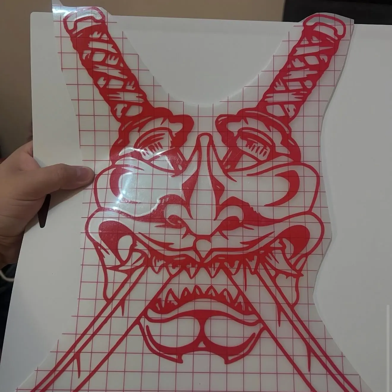 Oni mask with swords car vinyl sticker