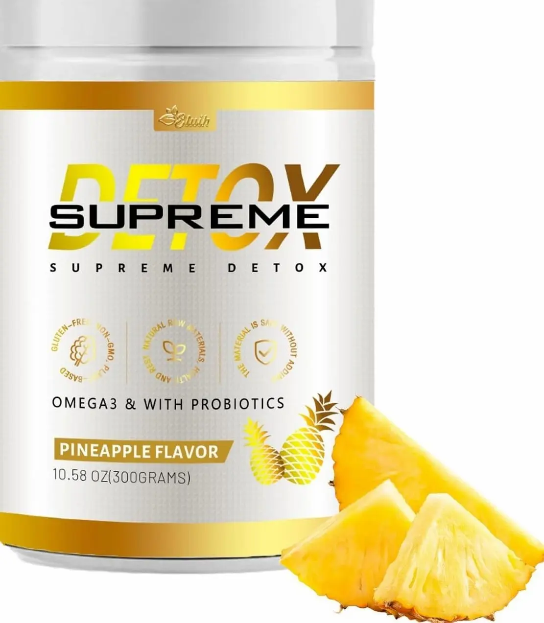 Supreme Detox Supplement Healthcare Natural Fiber Powder，Supreme Detox piña de mayeli，Pineapple Flavor,Natural Ingredient (1PCS)