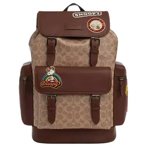 Coach x Peanuts Sprint 29 Backpack for Men, Coated Canvas with Hardware Logo, Rust Color
