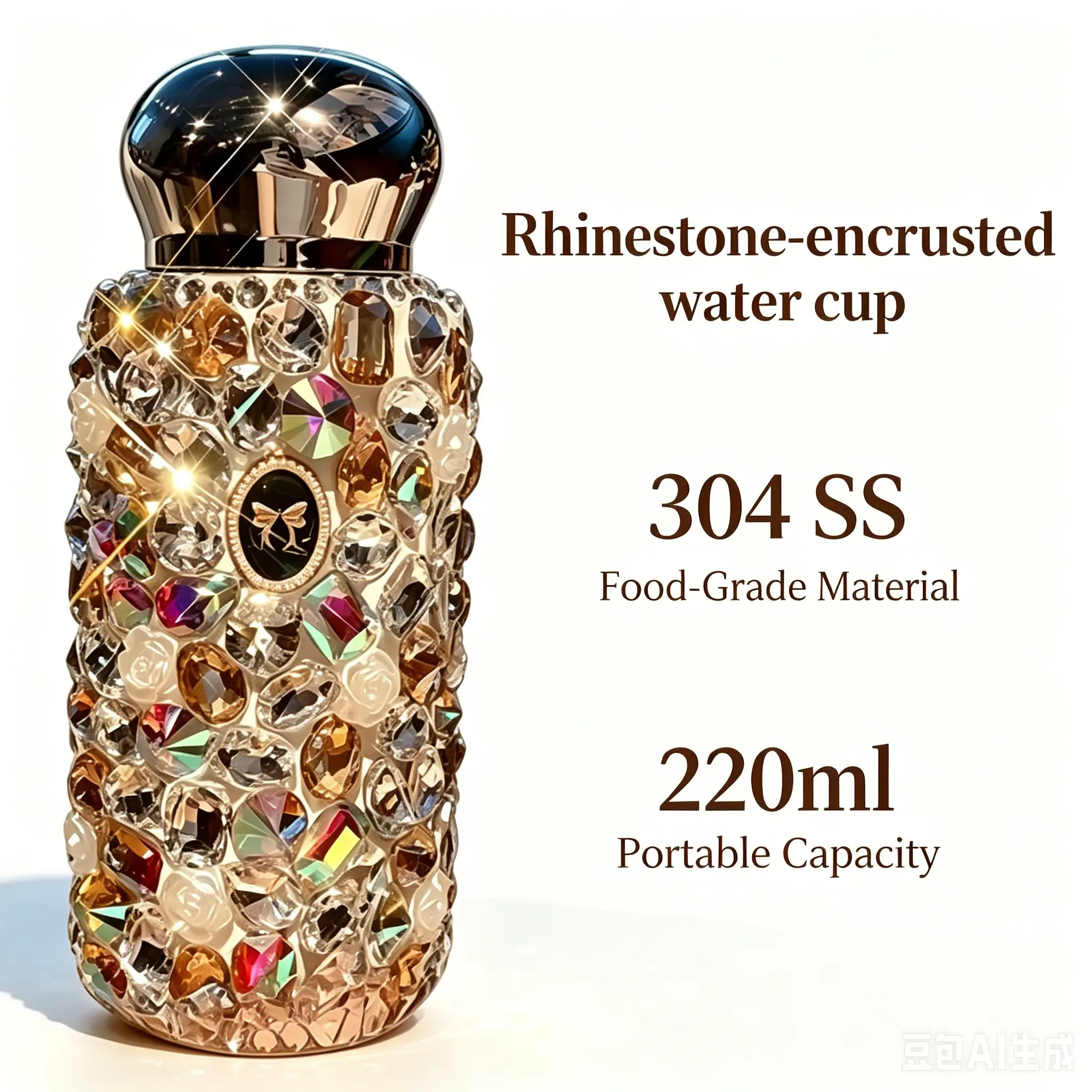 Full Diamond Water Cup Gift 304 Stainless Steel InlaidDiamond Insulated Cup for Women High Aesthetic TikTokHot Item Internet Celebrity Gift Cup