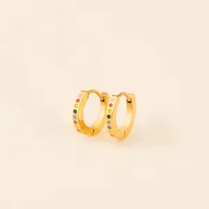 Dot Huggie Hoop Earrings