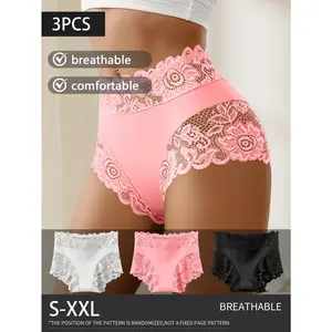 QUASTI 3/4/5/6/8 Pack Mid-rose Soft Stretch Everyday Intimates, Silky Smooth & Sexy Lace Mid-Waist Panties for Women, Lightweight & Breathable Fabric Briefs, S-XXL