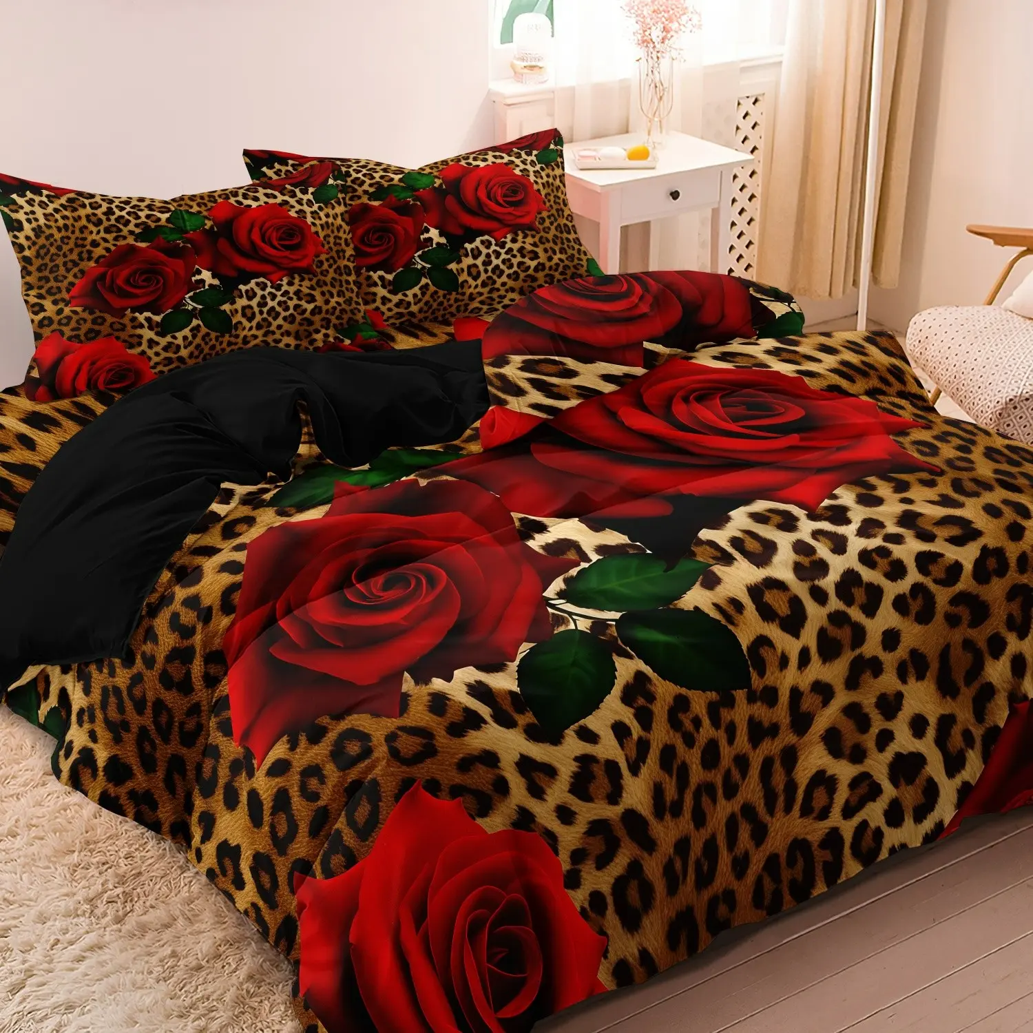 3pcs Duvet Cover Sexy Leopard Print Decorative Bedroom Bedding Set, Fashionable, Comfortable, Includes Two Pillowcases  Made of Soft Breathable Fabric, Home Decoration，Gift Duvet Cover Sets (1* Duvet Cover + 2* Pillowcases, Without Core)