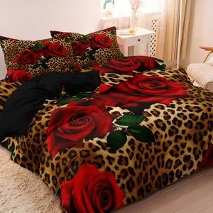 3pcs Duvet Cover Sexy Leopard Print Decorative Bedroom Bedding Set, Fashionable, Comfortable, Includes Two Pillowcases  Made of Soft Breathable Fabric, Home Decoration，Gift Duvet Cover Sets (1* Duvet Cover + 2* Pillowcases, Without Core)