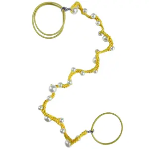Cute  Hair Ties for Women 16" Hand Braided  Ponytail Holders Long Pony Tail Wrap for Workouts, Daily Use, Beach,Swim,Surf,Diving  Free Hair Accessories for Thick Curly Hair(Yellow)