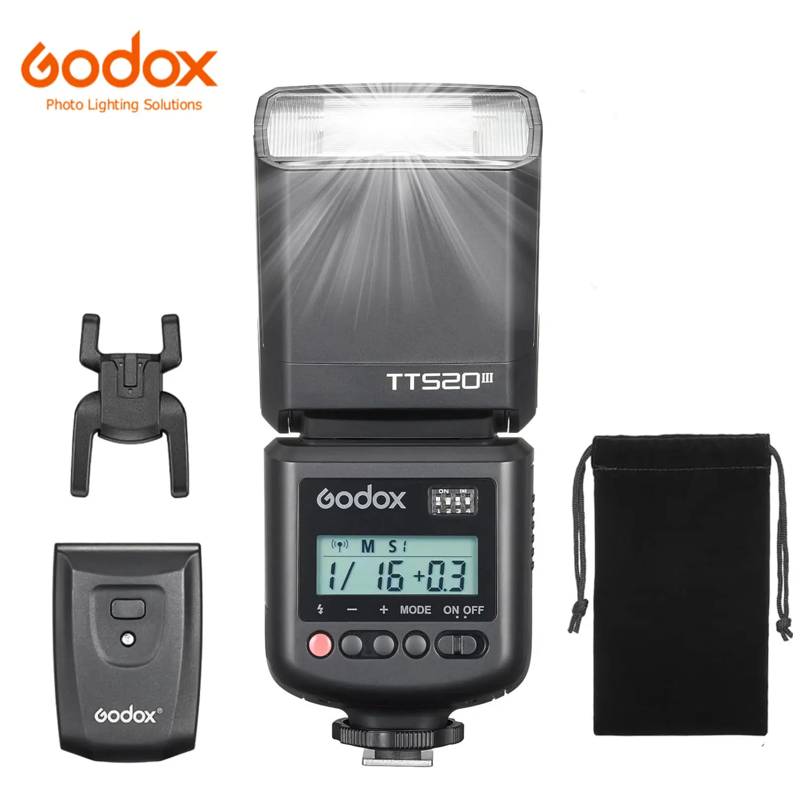 Godox TT520III Thinklite Wireless Photographic Kit - 1.8s Recycle Time, 400 Full-Power Flashes, Built-In Radio Frequency Receiver & RT Transmitter, Nickel Metal Hydride, Camera Stand Accessory for Canon Nikon DSLR Cameras (No TTL, TT520II Upgrade)