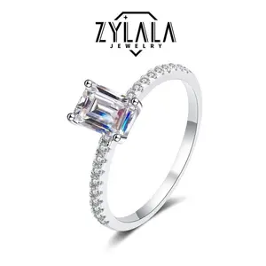 [200] 1.0/2.0/3.0 Carat Synthetic  Moissanite Ring Sterling 925 Silver Perfect For Engagement Wedding Promise & Valentine's Day