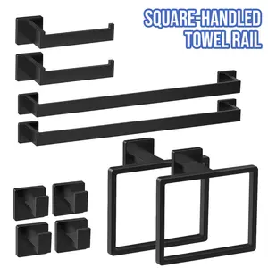 10Pcs Stainless Steel Bathroom Hardware Set, Anti-Rust Complete Towel Bar Kit
