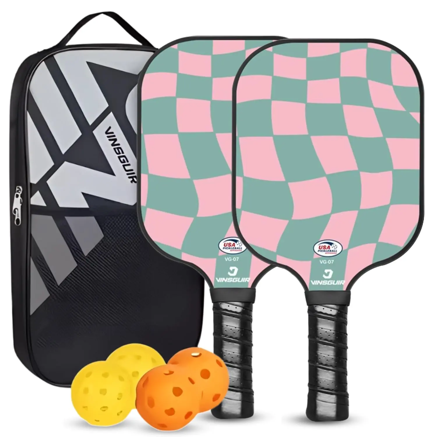 Complete Pickleball Paddles Set, USAPA Approved Fiberglass Pickleball Rackets with Carry Bag & 4 Balls, Portable Pickleball Kit for Beginners Adults Family Outdoor Indoor Game
