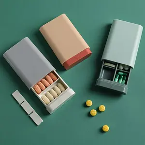Portable sub packaging mini medicine box with sealed storage for portable pill boxes, used for travel and storage, Supplement Organizer