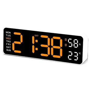 LED Digital Wall Clock Decorative,10" Digital Alarm Clocks for Bedrooms, Digital Clock Large Display with Temperature/Countdown/Auto Dimmer/Snooze - 12/24H, Modern Wall Clock DigitalLight Set Light Set Gift Home Goods