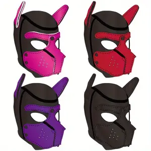 Funky Detachable Dog Head Mask - Lightweight, Breathable Synthetic Latex for Autumn Festival & Cosplay - Hand Washable Camouflage Tail Realistic Set Claw