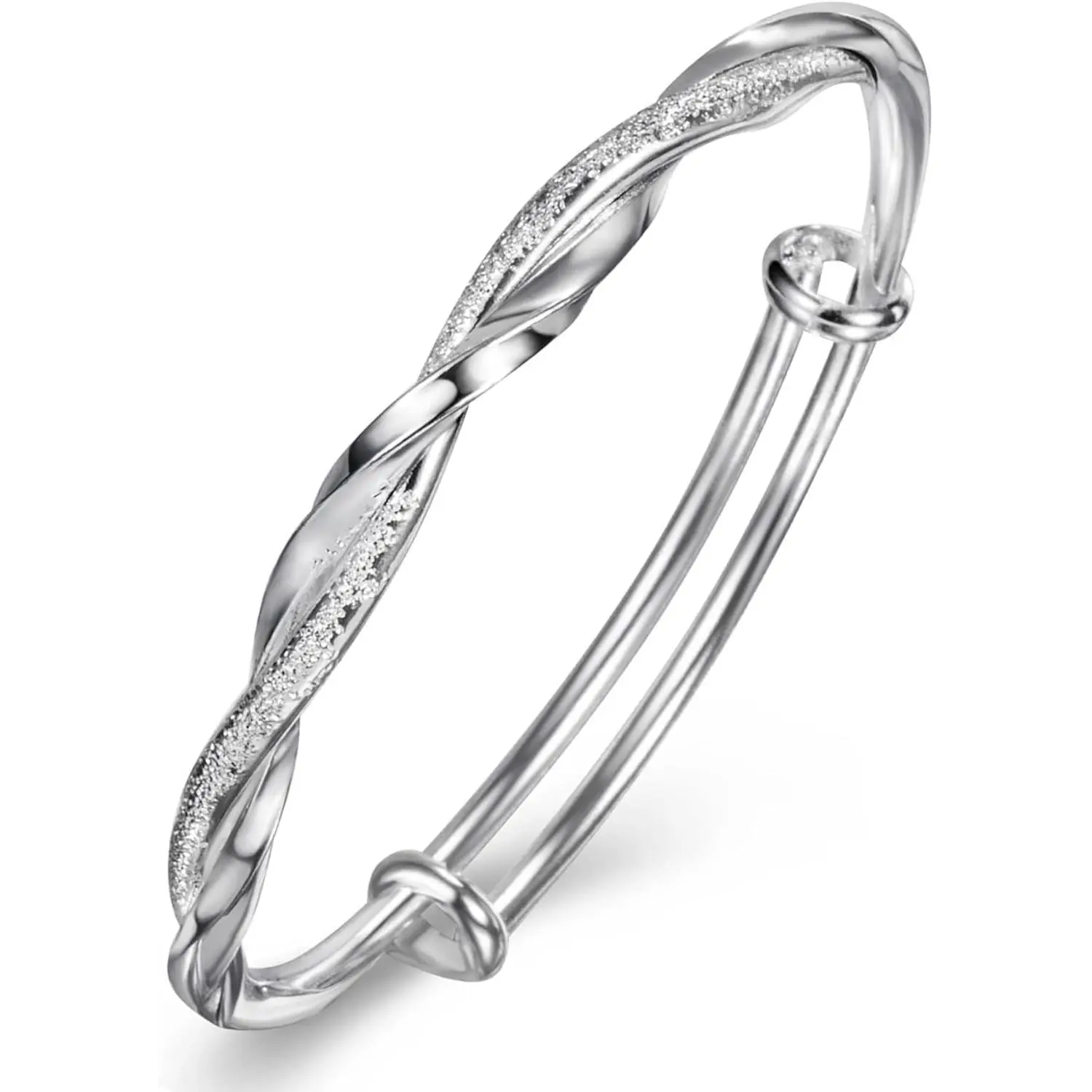 925 Sterling Silver Open Cuff Bangle for Women, Simple Minimalist Adjustable Bracelet, Fashion Jewelry Gift for Mother's Day & Valentine's Day, Mothers Day