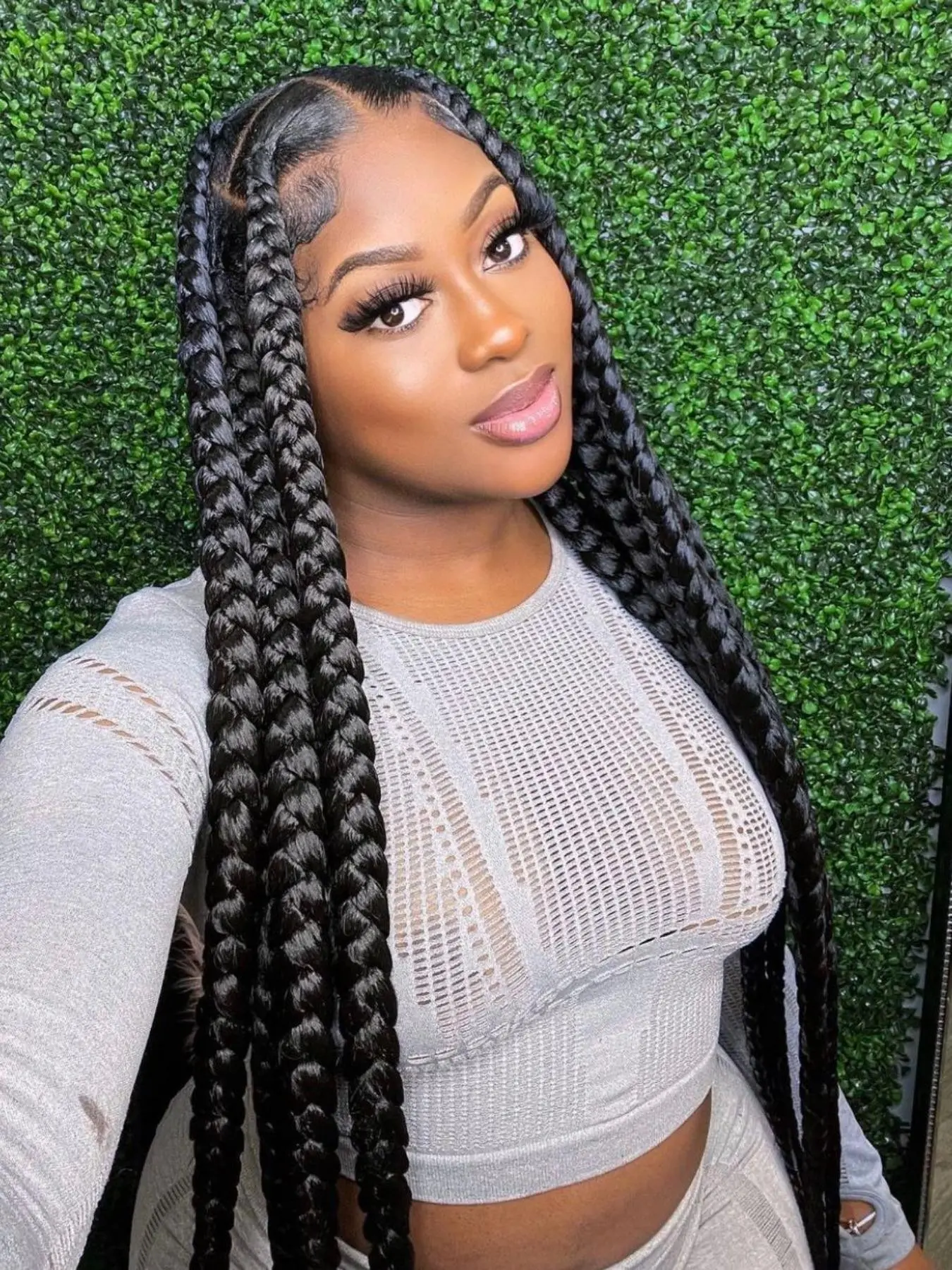 36 Inch Long Braided Lace Front Wigs for Women, Gorgeous Fluffy Wigs with Baby Hair, Natural-Looking Synthetic Braided Wigs for Parties & Daily Wear, Knotless Braided Wig, Synthetic Material Wigs, Synthetic Fiber Wig