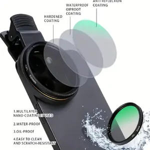 52mm Clip-on CPL Phone Camera Lens Filter Kit, Mobile Phone Lens, Waterproof, Oilproof, Circular Polarizer Polarizing Filter Compatible with iPhone, Cellphone, Smartphone Accessories multifunctional