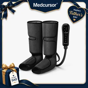 [Father’s Day Gift] Medcursor Air Compression Leg Massager Black Calf & Foot Massager Adjustable Massage Boots for Home Office Use with 3 Modes & 2 Timers Comfort Gifts for Mom Dad - Relaxing