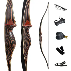 Deerseeker Outdoor Archery 54" Traditional Bow Hunting Longbow with Bamboo Core Limbs Handmade Recurve Bow RH/LH for Targeting Practice Shooting Youth & Adults Bow Set