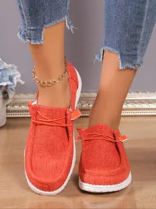 Women's Fashionable Plain Color Trendy Flat Shoes, Round Toe Slip-on Matching Loafers, Lightweight Slip Ons, Mesh Breathable Comfortable Sneakers, Casual Versatile Sports Shoes