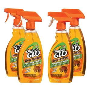 Orange GLO 16 oz. Wood Furniture 2-in-1 Clean Polish Spray (4-Pack), Wood Furniture Polish, Orange Oil Cleaner, 2-in-1 Furniture Care, Multi-Surface Polish, Removes Gum and Stickers, Fresh Orange Scent, Valencia Orange Oil.