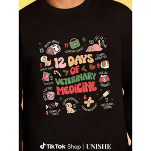 Long Sleeve Funny Christmas Vet Tech Shirt – 12 Days of Veterinary Medicine Theme