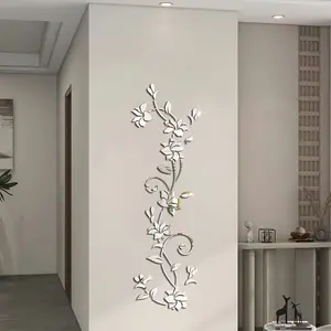 3D Self Adhesive Acrylic Rose Wall Stickers Easily Removable Wall Decals for Living Room Bedroom Cottage Decor
