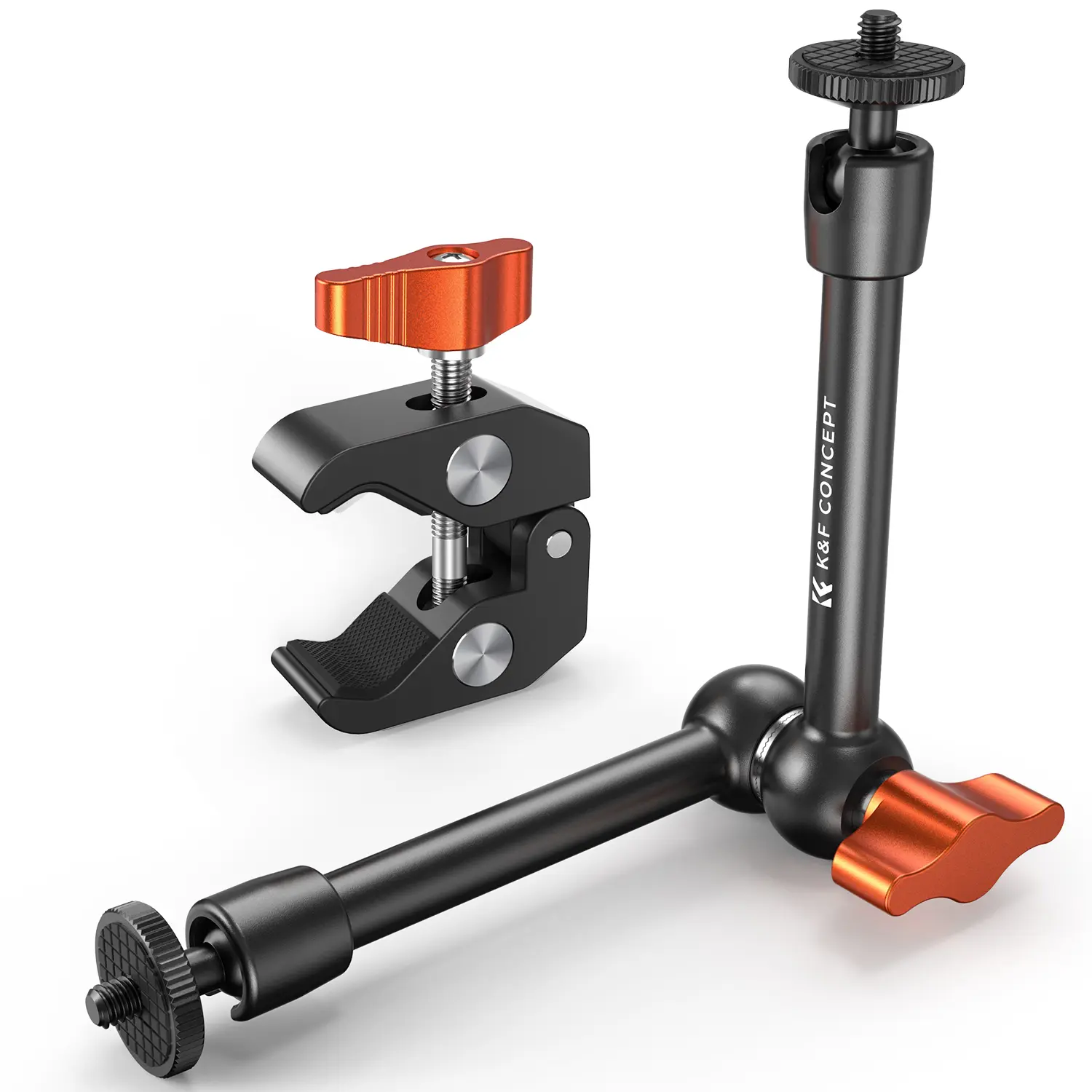 K&F CONCEPT 6-in Adjustable Magic Arm Clamp Kit, 1/4" & 3/8" Threaded Screws, 360° Ball Heads, Articulating Mount Accessories for Digital Camera, Action Cam, Monitor, Camera Cage