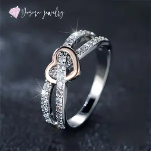 Women's Infinity Heart Promise Love Shape Cubic Zirconia Ring Valentine's Day Gift Couple Jewelry Size (5-12)