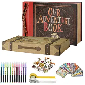 Couples Gift ldea -Our Adventure Book Scrapbook with Storage Box DIY Accessories Kit  Embossed Words Hard Cover Movie Up Travel Scrapbook for Anniversary. Wedding, Travelling, Baby Shower, Valentine's Day, etc Children Birthday Gift Colorful