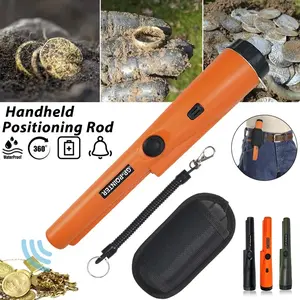 Waterproof metal detection needle stick, rechargeable 800mAh, 360 ° detection with LED light, used for treasure hunting, gold mining, handheld needles for adults and children, available in black/green/orange, Handheld Metal Detector Tool